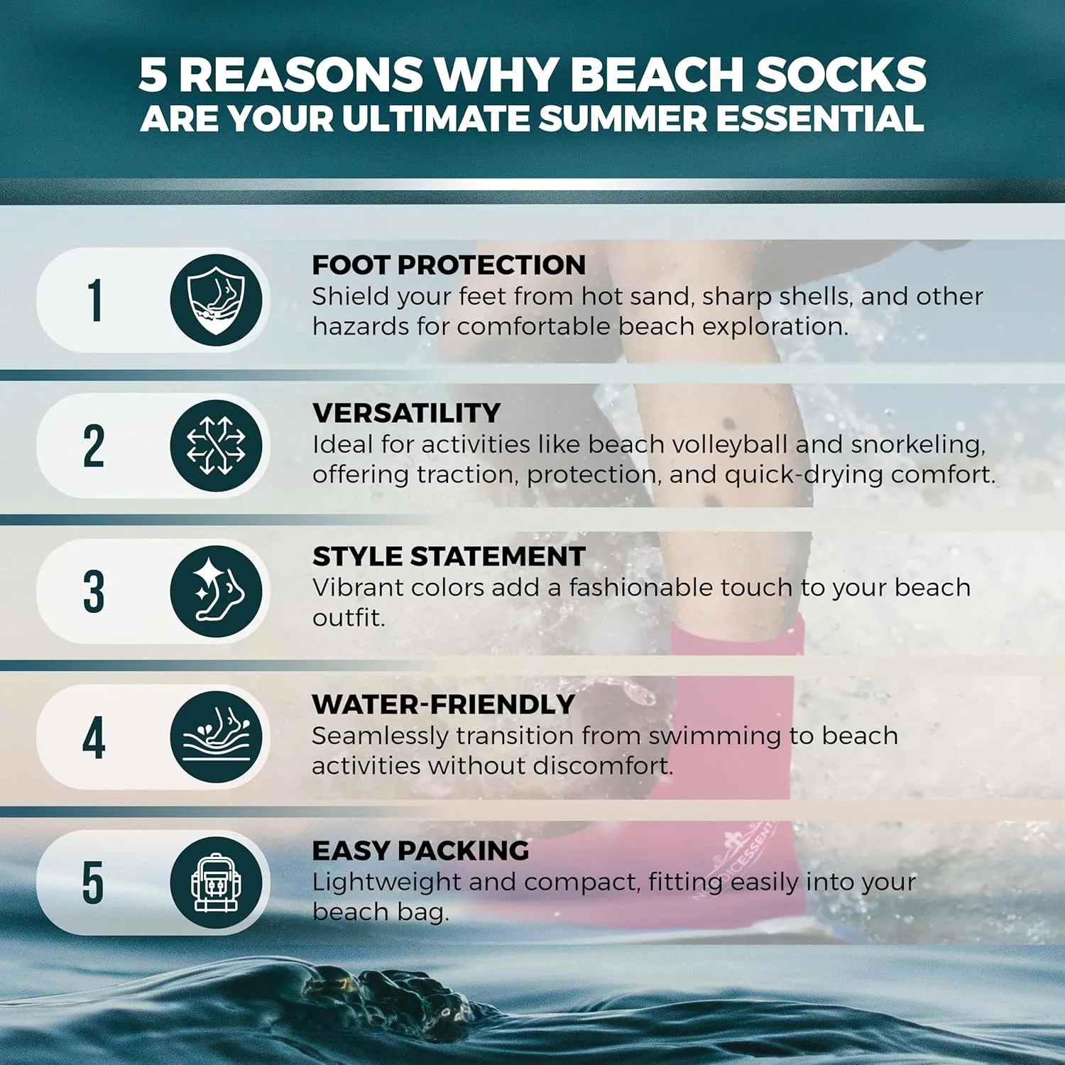 Beach Socks - Sand sports - Volleyball, Soccer, Snorkeling - Kids, Women, Men 1 Yr Warranty