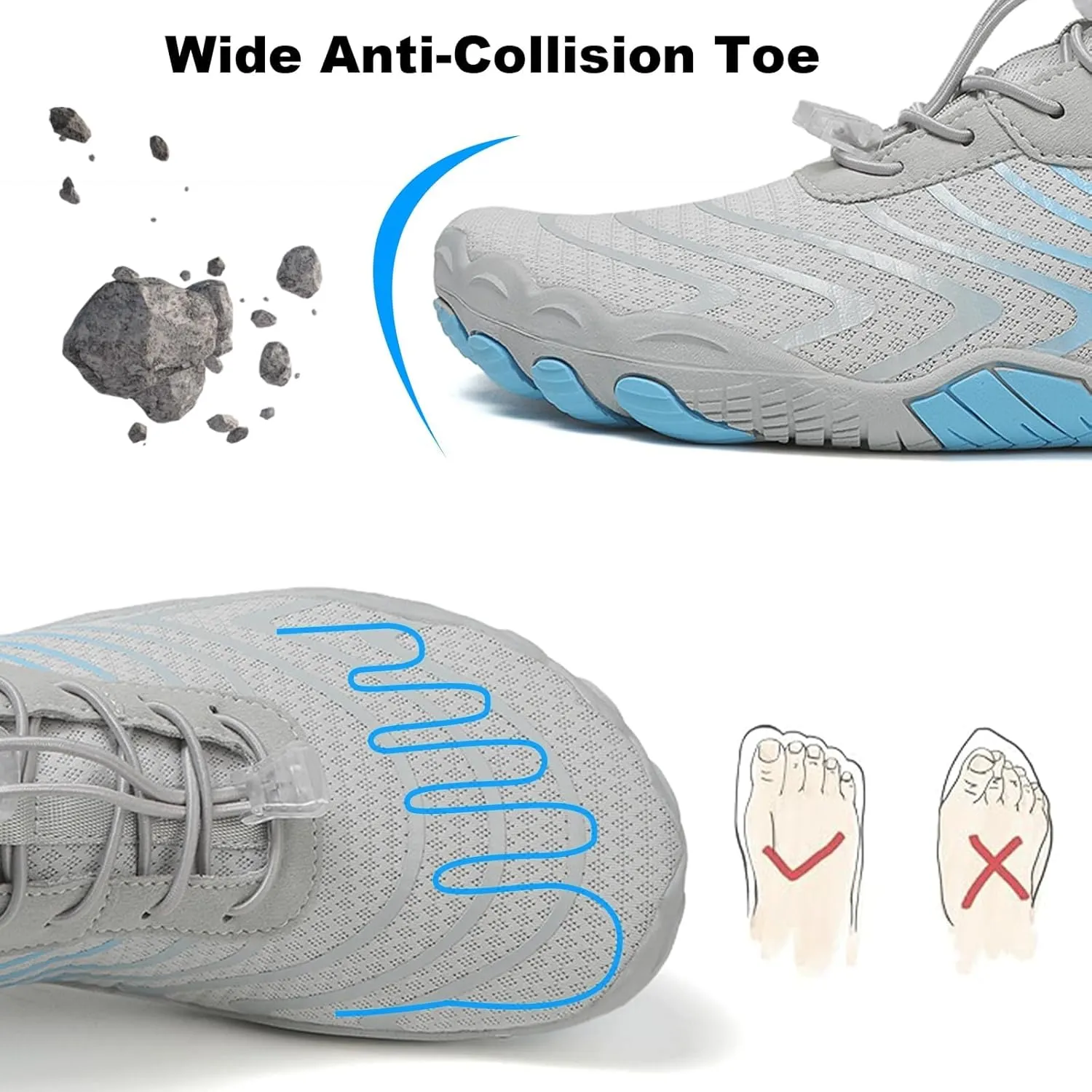 Breathable Barefoot Shoes for Women Men, Pro Barefoot Shoes with Wide Toe Box Healthy & Non-Slip Barefoot Shoes Unisex, Grounded Footwear Barefoot Walking Shoes, Athletic Outdoor Hiking Footwear