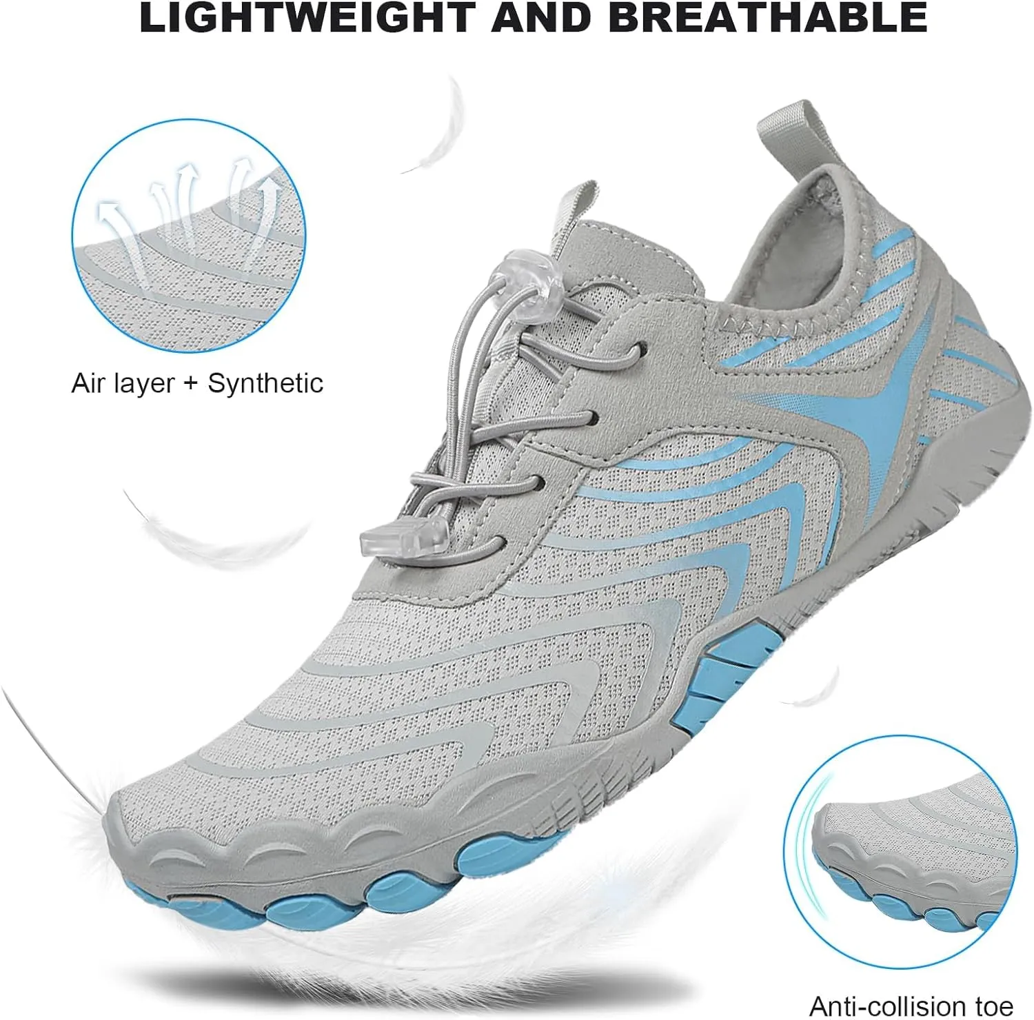 Breathable Barefoot Shoes for Women Men, Pro Barefoot Shoes with Wide Toe Box Healthy & Non-Slip Barefoot Shoes Unisex, Grounded Footwear Barefoot Walking Shoes, Athletic Outdoor Hiking Footwear