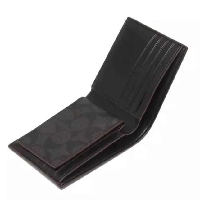 Coach Compact ID Wallet in Signature Crossgrain Leather Black