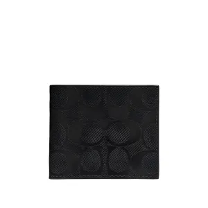 Coach Id Billfold Wallet In Signature Canvas Charcoal/Black