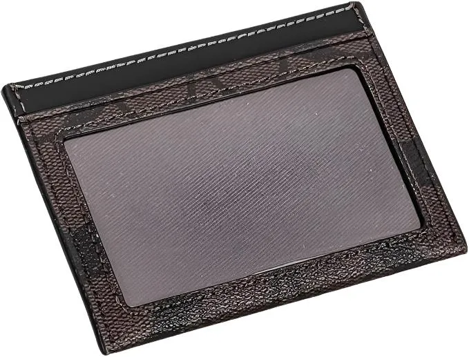 Coach Slim ID Card Case In Signature Canvas Brown/Black