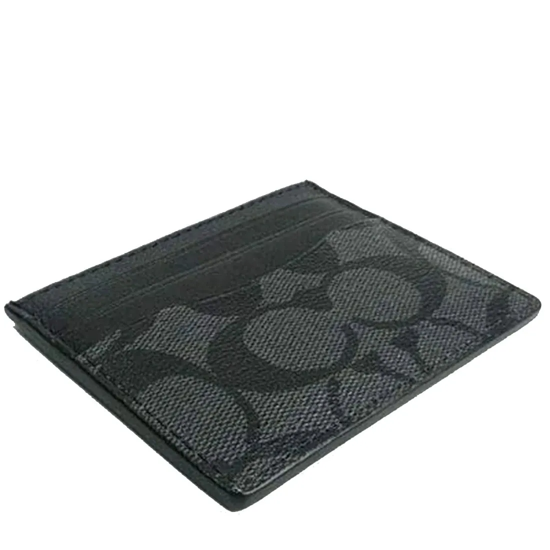 Coach Slim ID Card Case In Signature Canvas Charcoal/Black