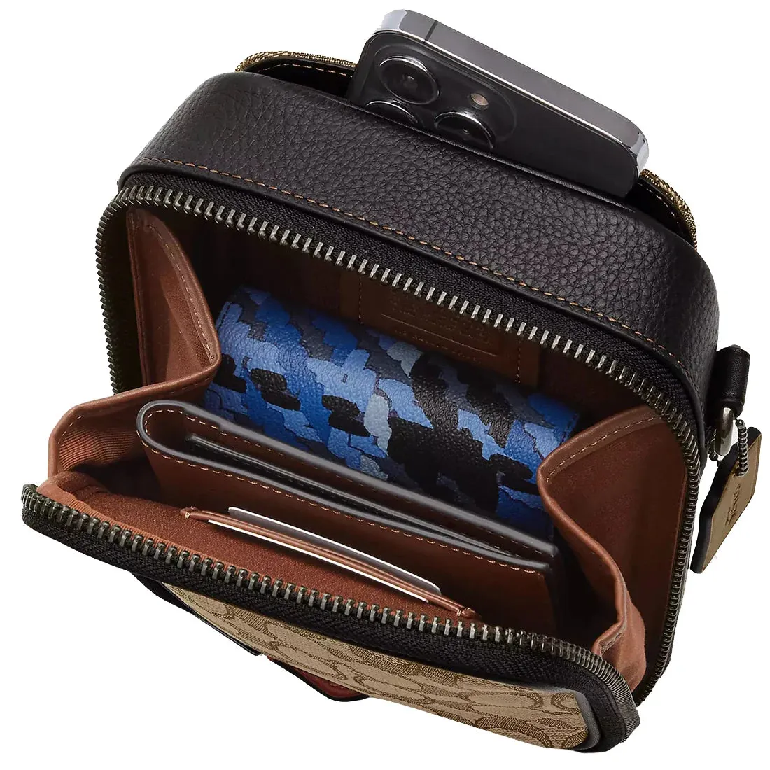 Coach Stanton Crossbody in Signature Jacquard Khaki/Black Multi