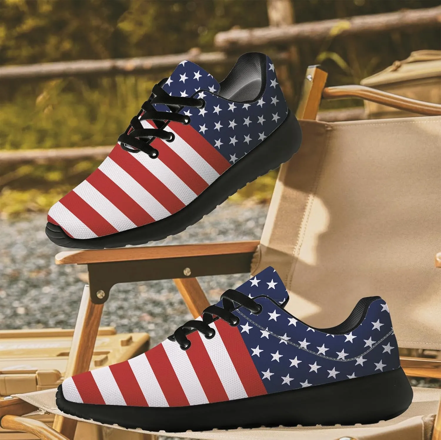 Flag Shoes for Women Men Running Shoes Lightweight Tennis Sneakers Patriotic Shoes Gifts