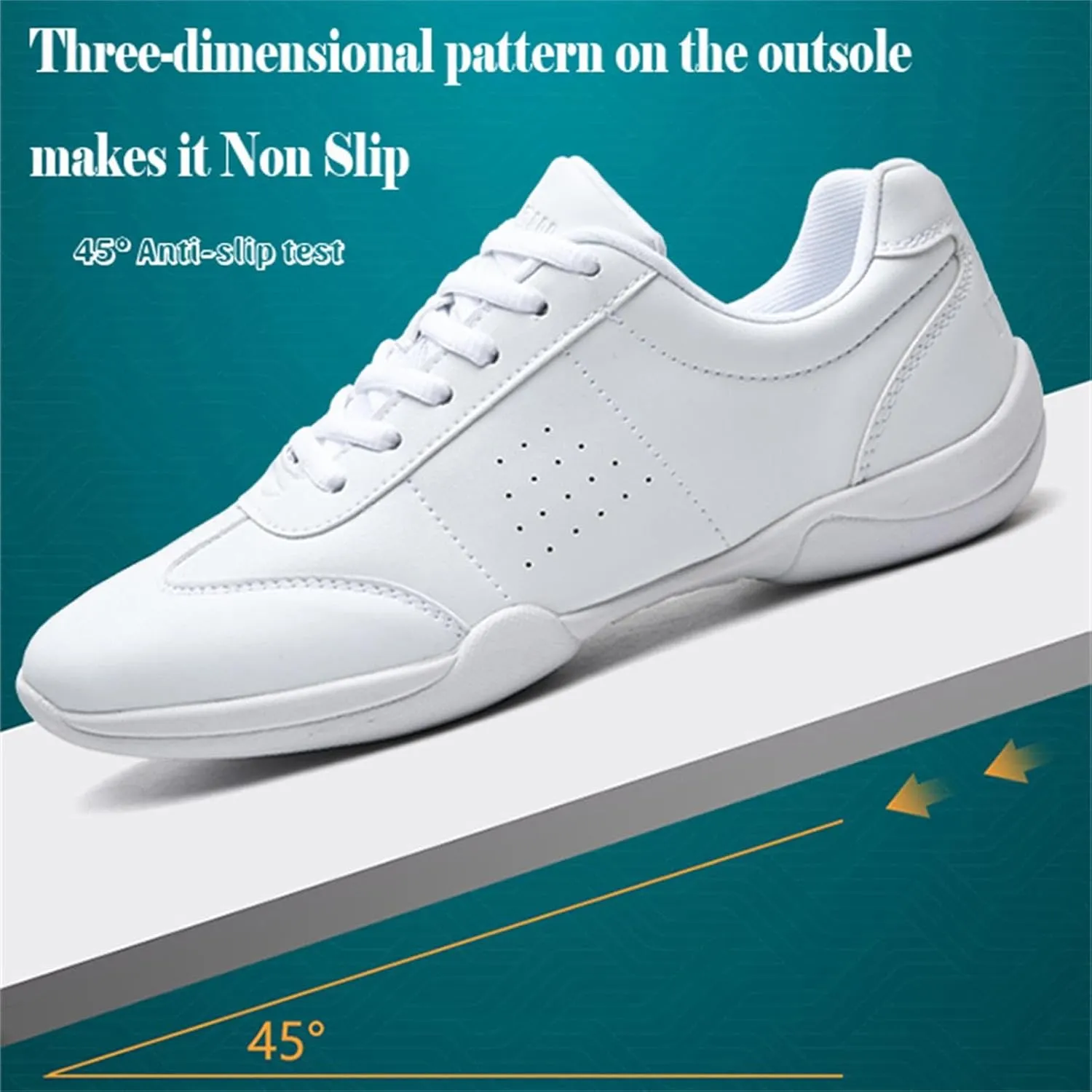 Girl's White Cheerleading Shoes Athletic Training Tennis Shoes Lightweight Competition Cheer Shoes