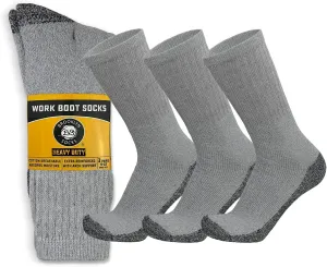 Mens Heavy Duty Steel Toe Work Cotton Socks, Thick Triple Cushioned Crew Socks