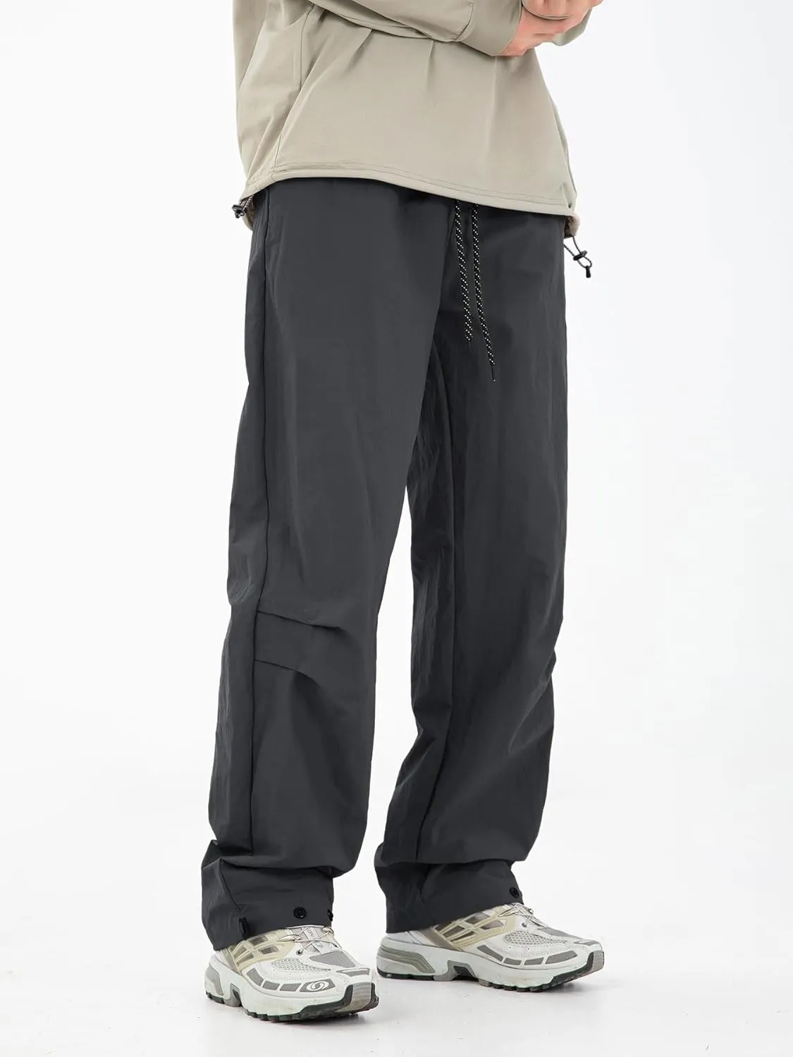 Mens Hiking Pants Cargo Outdoor Water Resistant Quick-Dry Pants Lightweight Drawstring Tactical Fishing Stretch Trousers