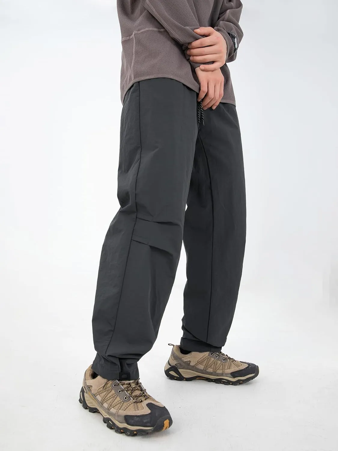 Mens Hiking Pants Cargo Outdoor Water Resistant Quick-Dry Pants Lightweight Drawstring Tactical Fishing Stretch Trousers