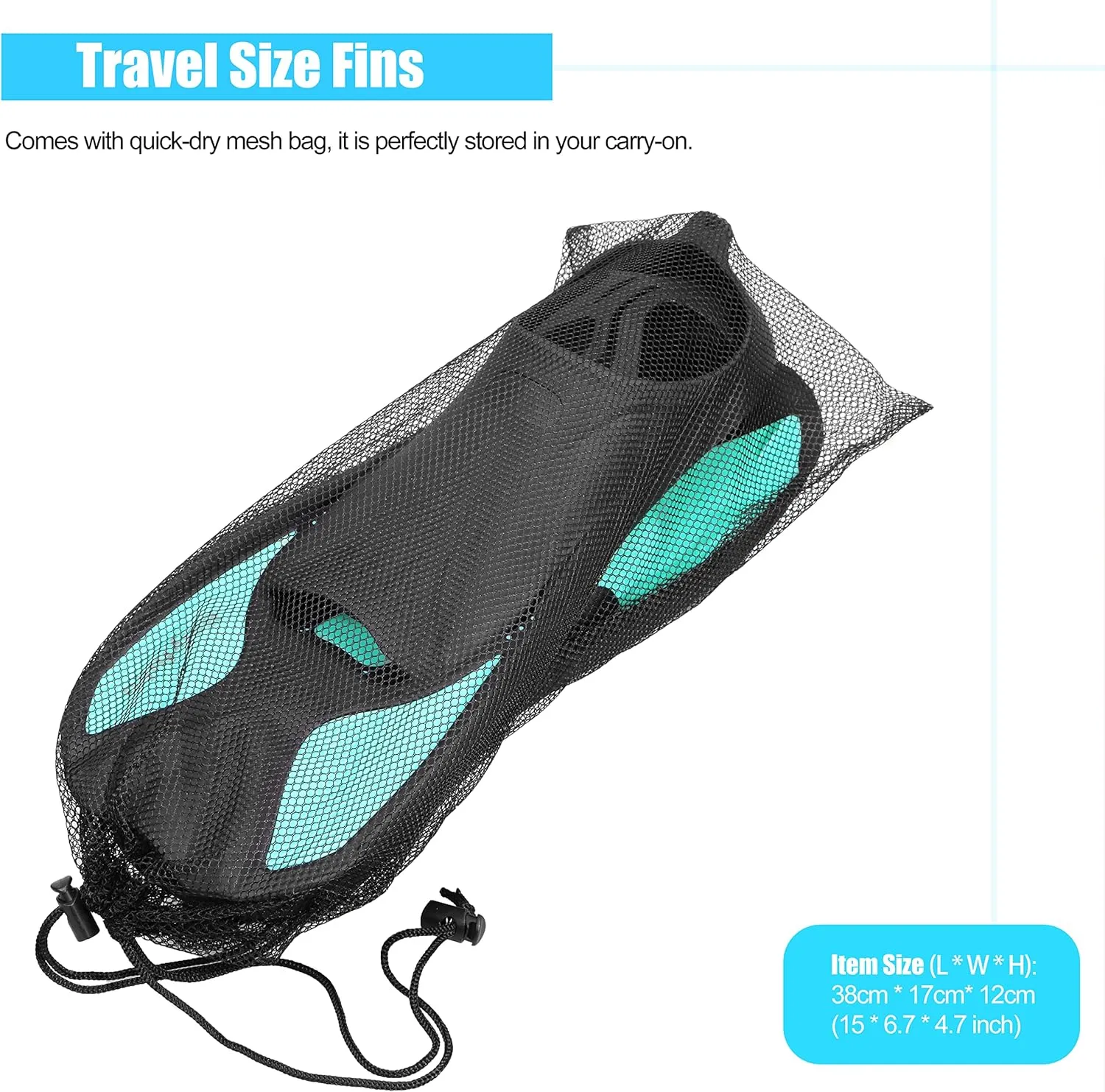Short Swim Fins, Adult Kids Snorkel Fins for Lap Swimming Diving Snorkeling Travel Size with Mesh Bag