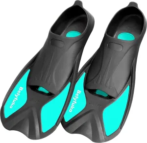 Short Swim Fins, Adult Kids Snorkel Fins for Lap Swimming Diving Snorkeling Travel Size with Mesh Bag