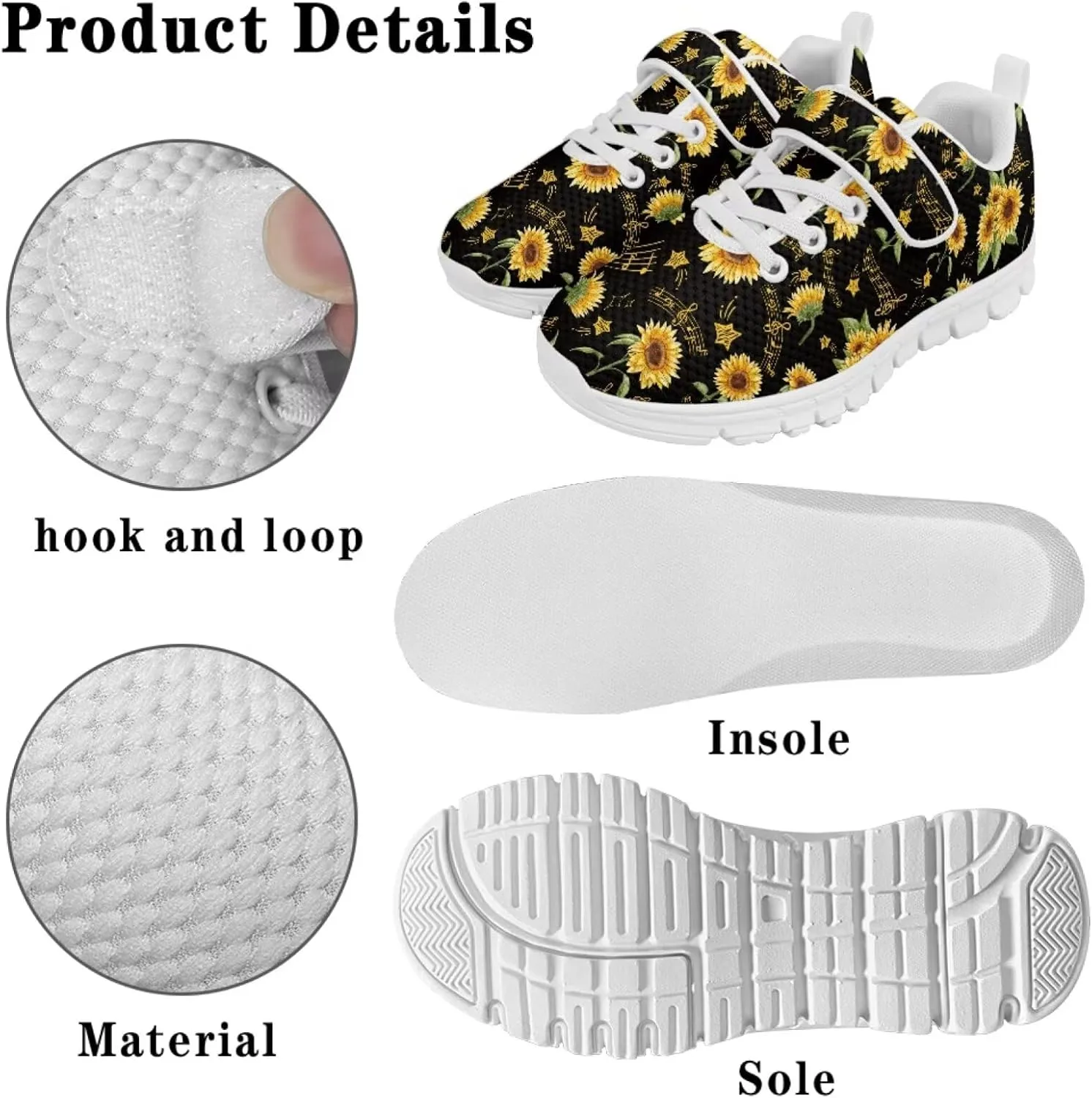 SYtrade Kids Cute Sneakers for Girls Lightweight Walking Shoes White Sole