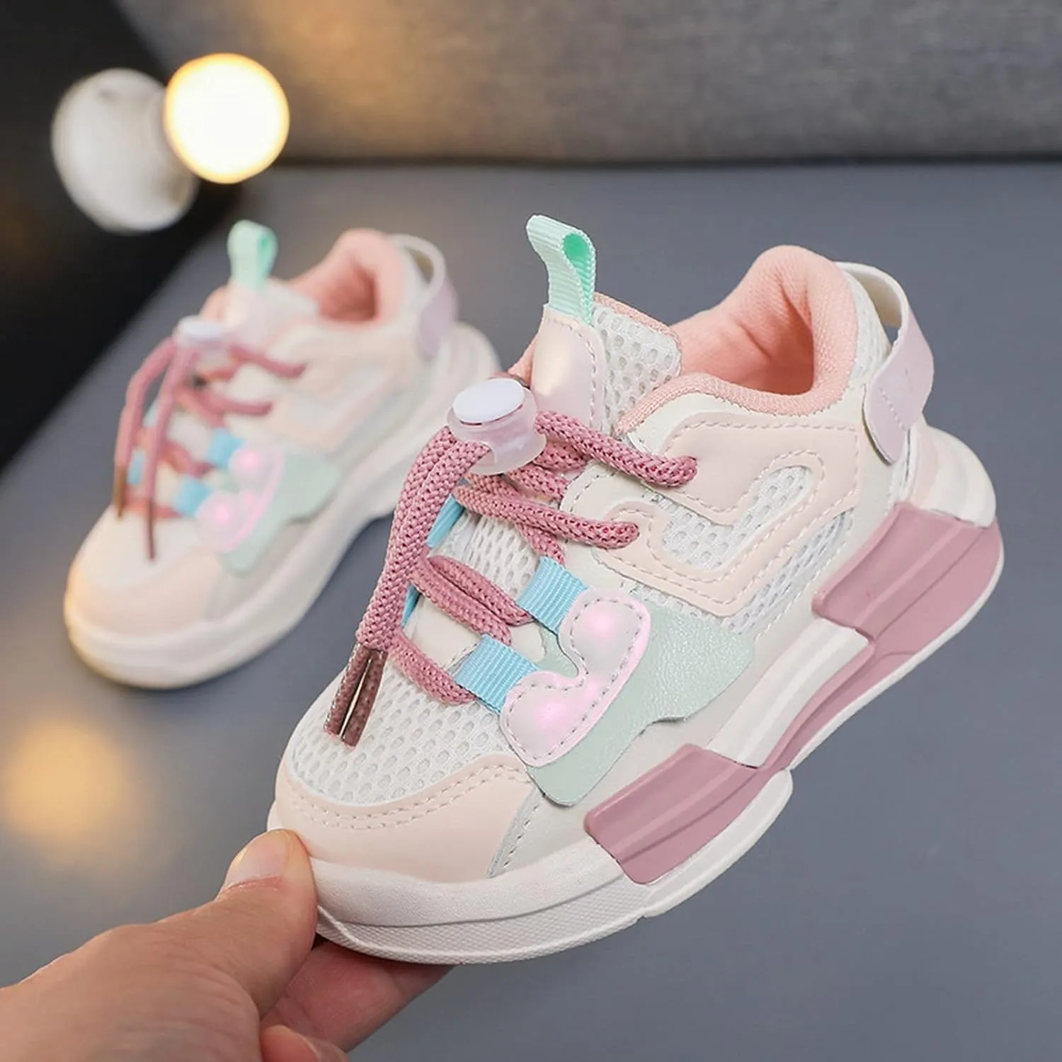 Toddler Boys Girls Lightweight Athletic Shoes Mesh Breathable Walking Sneakers Lace-up Soft Soles Sports Shoes