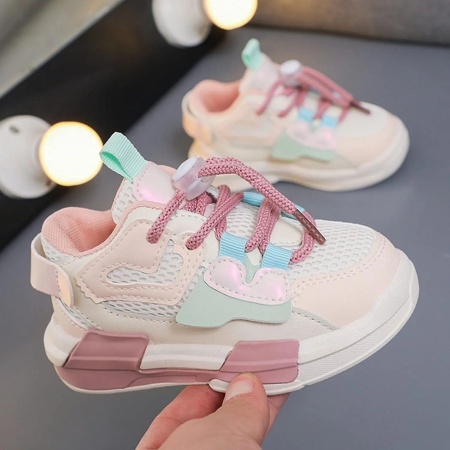 Toddler Boys Girls Lightweight Athletic Shoes Mesh Breathable Walking Sneakers Lace-up Soft Soles Sports Shoes