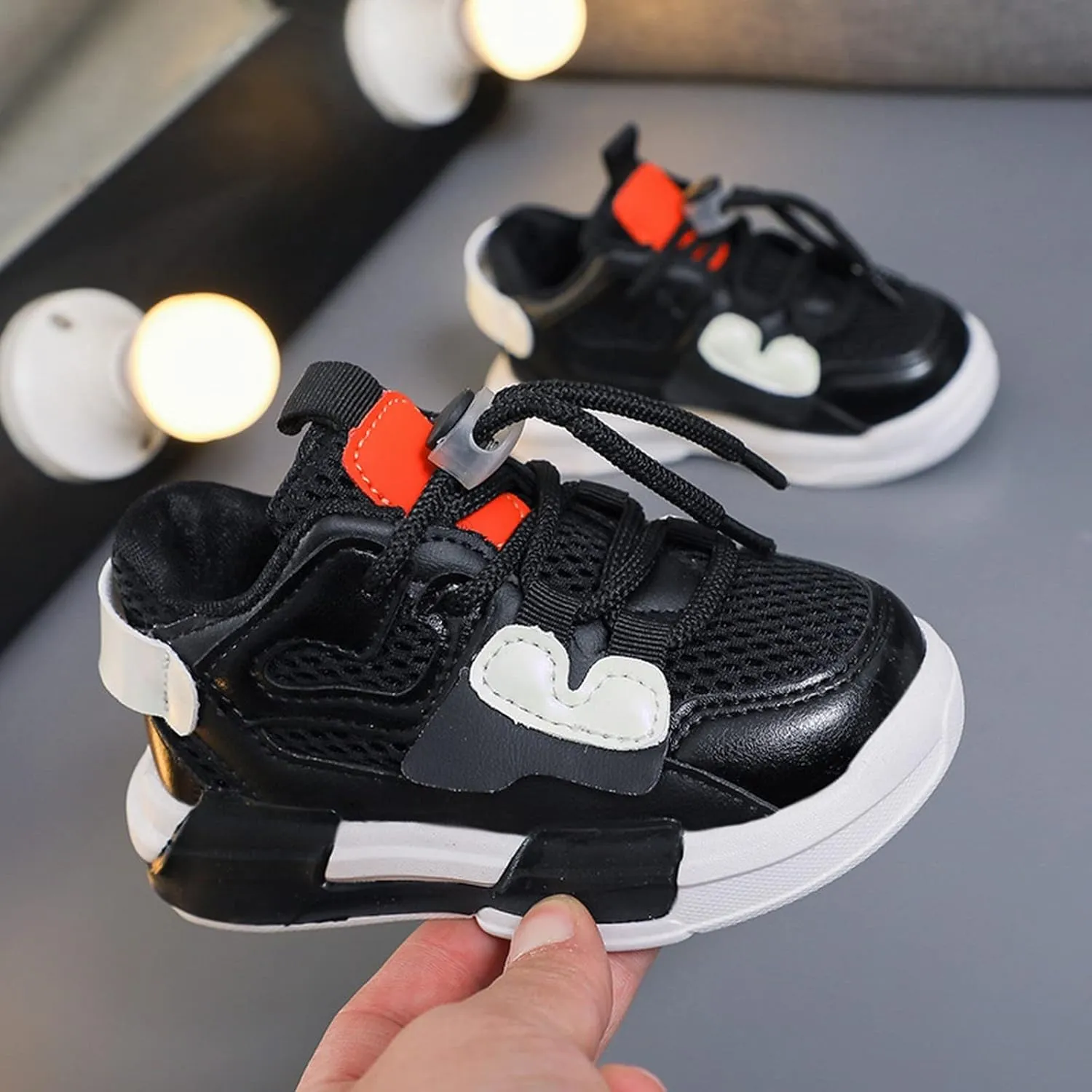Toddler Boys Girls Lightweight Athletic Shoes Mesh Breathable Walking Sneakers Lace-up Soft Soles Sports Shoes