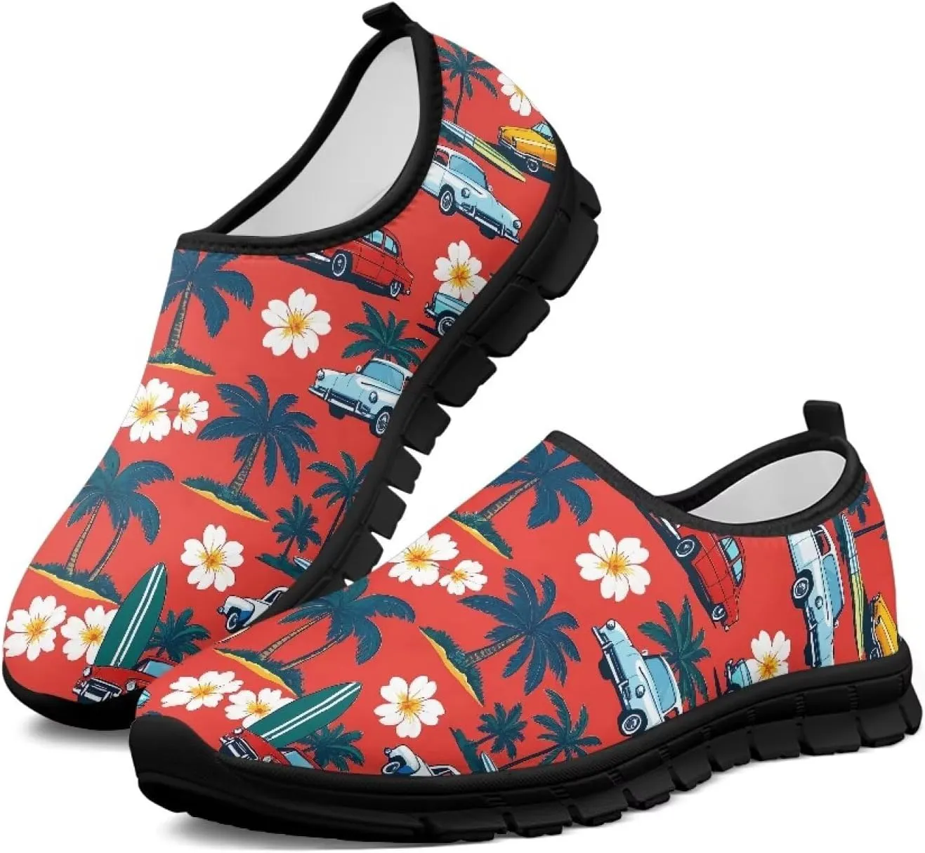 Women's Slip-On Sneakers Casual Hiking Non-Slip Comfortable Workout Shoes Walking Tennis Holiday Sneakers Cycling Lightweight Sneakers Black US Size 5.5-11.5
