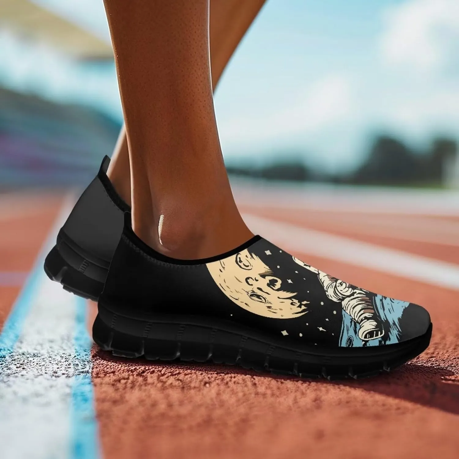 Women's Slip-On Sneakers Casual Hiking Non-Slip Comfortable Workout Shoes Walking Tennis Holiday Sneakers Cycling Lightweight Sneakers Black US Size 5.5-11.5